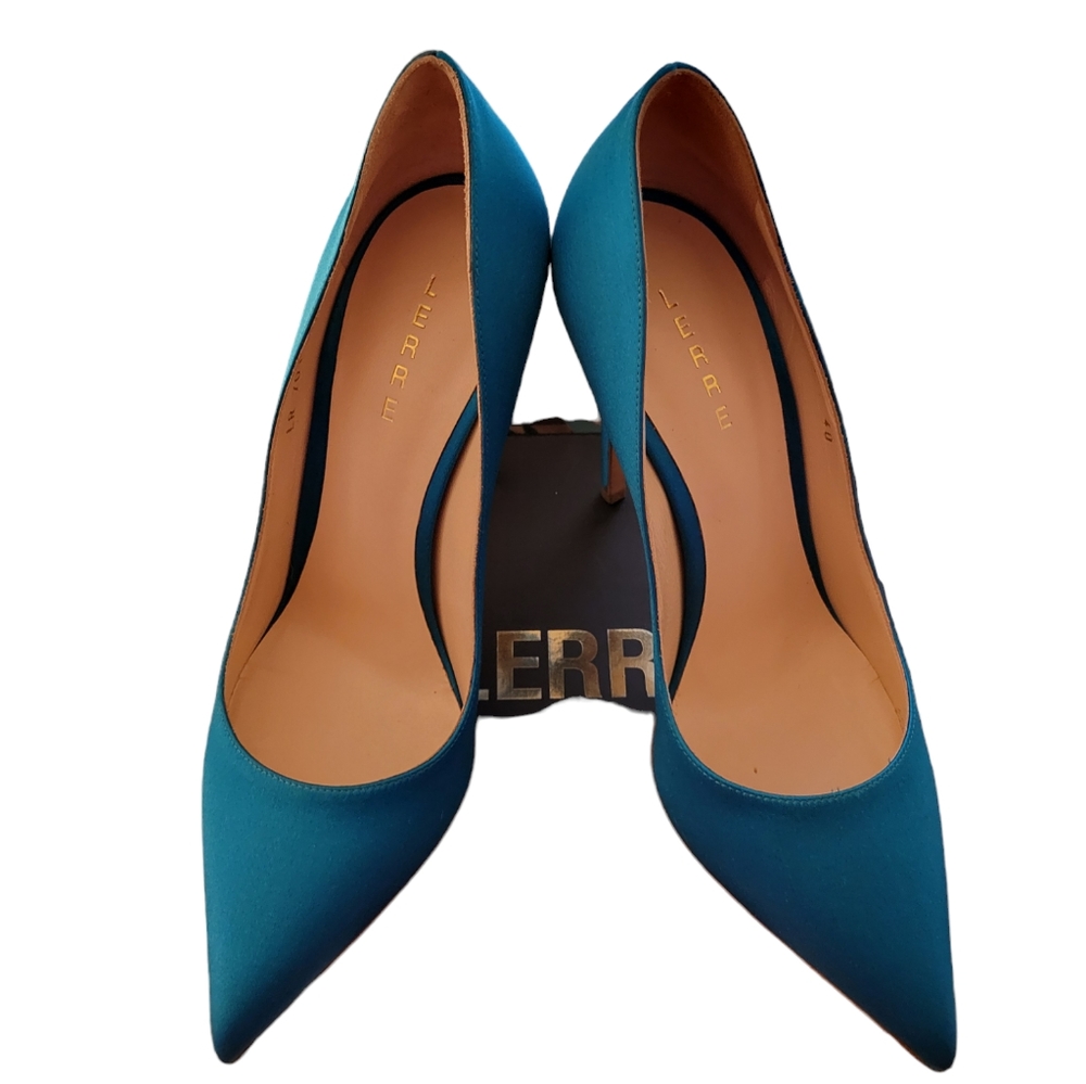 LERRE Blue Satin Pumps